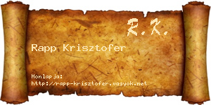 Rapp Krisztofer névjegykártya